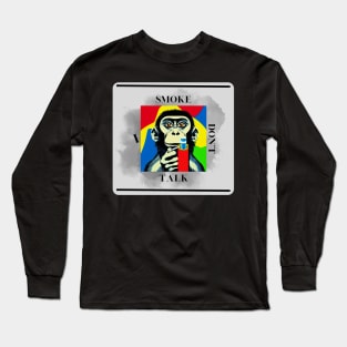 Smoking monkey - Gray rectangle Long Sleeve T-Shirt